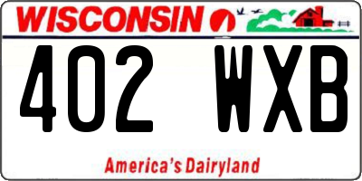 WI license plate 402WXB