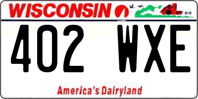 WI license plate 402WXE