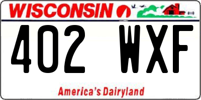 WI license plate 402WXF
