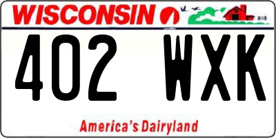 WI license plate 402WXK