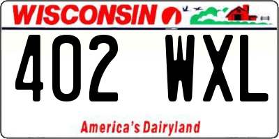 WI license plate 402WXL