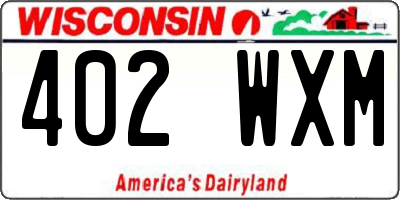 WI license plate 402WXM