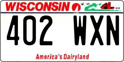 WI license plate 402WXN