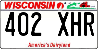 WI license plate 402XHR