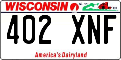 WI license plate 402XNF