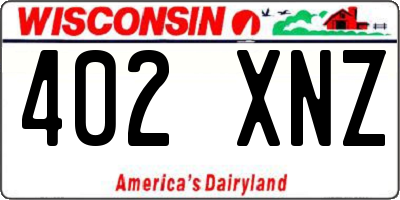 WI license plate 402XNZ