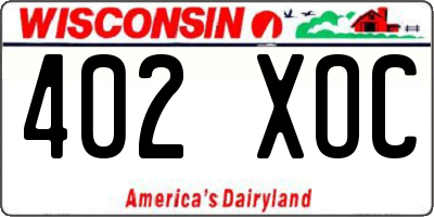 WI license plate 402XOC