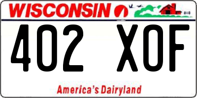 WI license plate 402XOF