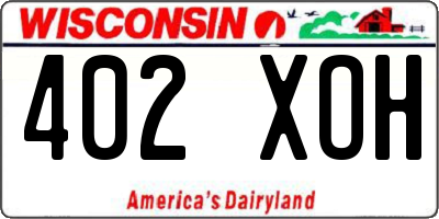 WI license plate 402XOH