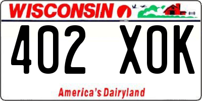 WI license plate 402XOK