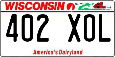WI license plate 402XOL