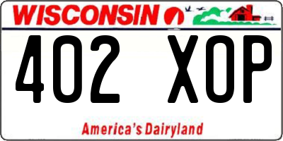 WI license plate 402XOP
