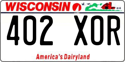 WI license plate 402XOR