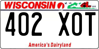 WI license plate 402XOT