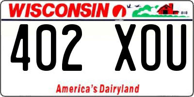 WI license plate 402XOU