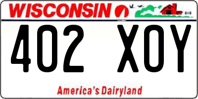 WI license plate 402XOY