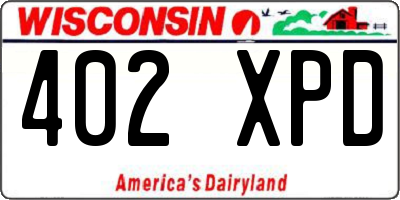 WI license plate 402XPD