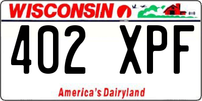 WI license plate 402XPF