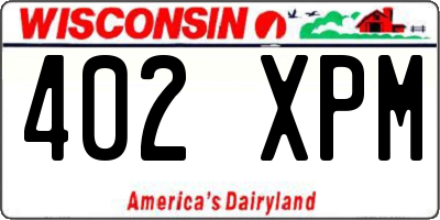 WI license plate 402XPM