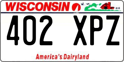 WI license plate 402XPZ