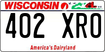WI license plate 402XRO