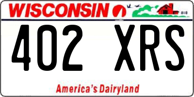 WI license plate 402XRS