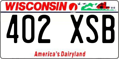 WI license plate 402XSB