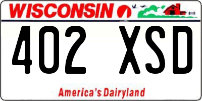 WI license plate 402XSD