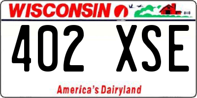 WI license plate 402XSE