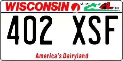 WI license plate 402XSF