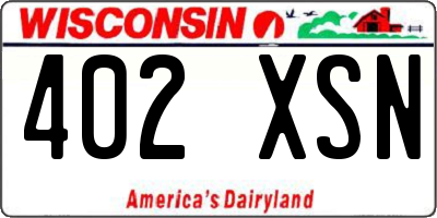 WI license plate 402XSN