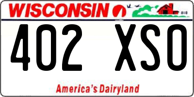 WI license plate 402XSO
