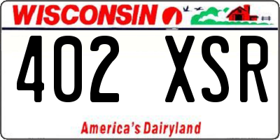 WI license plate 402XSR