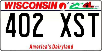 WI license plate 402XST