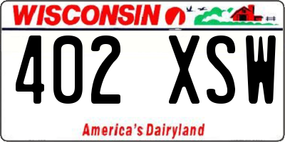 WI license plate 402XSW