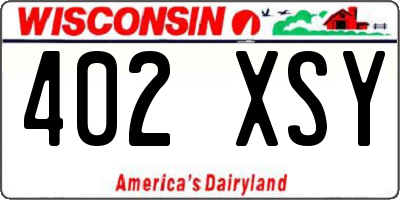 WI license plate 402XSY