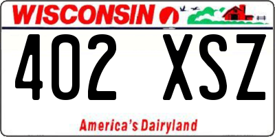 WI license plate 402XSZ