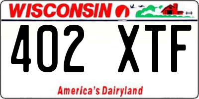 WI license plate 402XTF