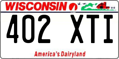 WI license plate 402XTI