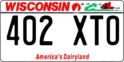 WI license plate 402XTO