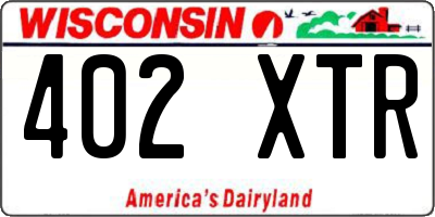 WI license plate 402XTR