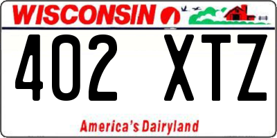 WI license plate 402XTZ