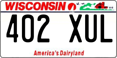 WI license plate 402XUL