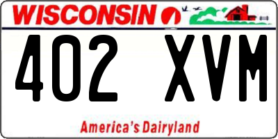 WI license plate 402XVM