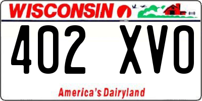 WI license plate 402XVO