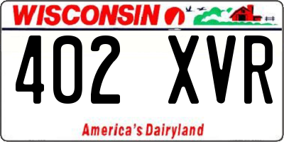 WI license plate 402XVR
