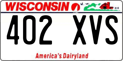 WI license plate 402XVS