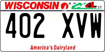 WI license plate 402XVW