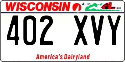 WI license plate 402XVY