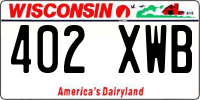 WI license plate 402XWB